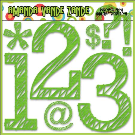 Scribble Numbers & Symbols (green)