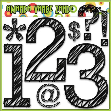 Scribble Numbers & Symbols (black)