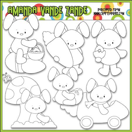 Funny Bunny Digital Stamps