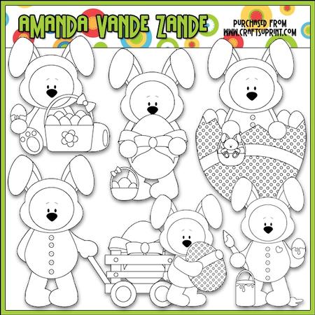 Funny Bunny Bears Digital Stamps