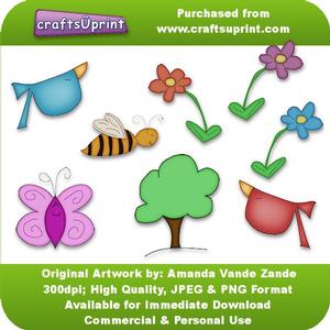 Spring Doodles Clip Art