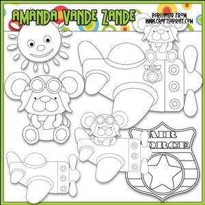 Aviator Mouse Digital Stamp Clip Art