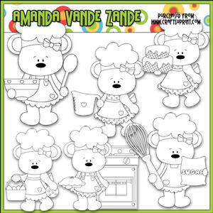 Betsy Loves Baking Bears Digital Stamp Clip Art