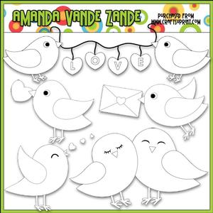 Love Birds Digital Stamps