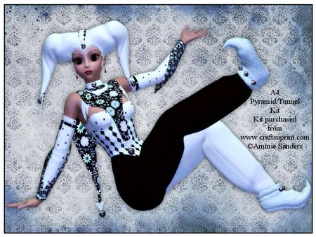 Pretty Jester in Blue & Black A4 Card Kit