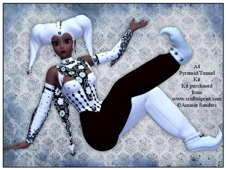 Pretty Ethnic Jester in Blue & Black A4 Card Kit