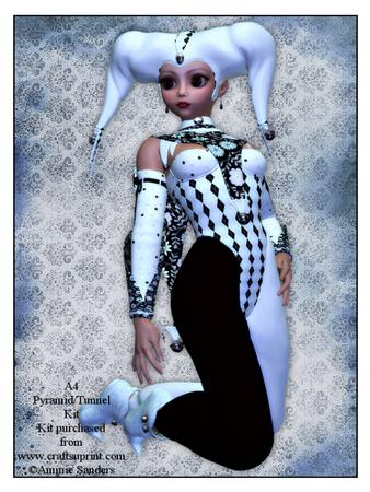 Pretty Jester in Blue & Black A4 Card Kit