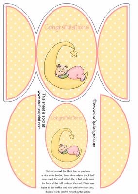 Baby Girl Oval Gate Fold Card Kit