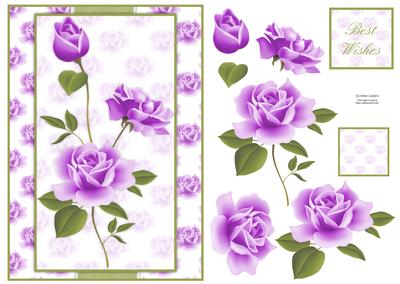 Gorgeous Purple Rose Card Front & Decoupage