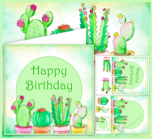Cactus Happy Birthday 8x8 Card Kit