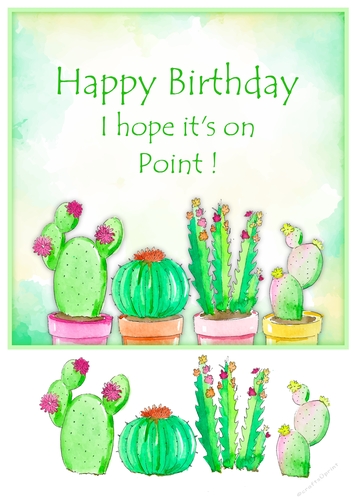8x8 Cactus Happy Birthday Card Front & Layers