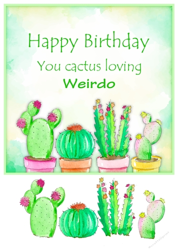 8x8 Cactus Happy Birthday Card Front & Layers