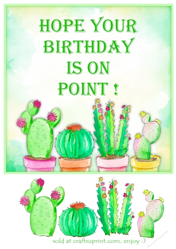 8x8 Cactus Happy Birthday Card Front & Layers