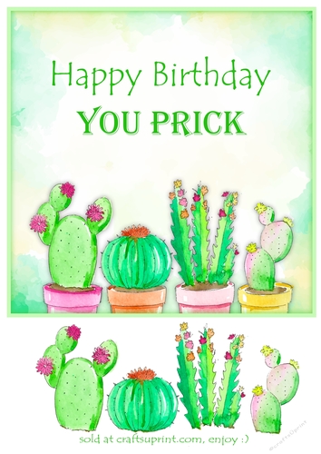 8x8 Cactus Happy Birthday Card Front & Layers