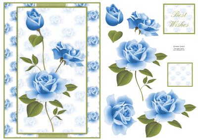 Gorgeous Blue Rose Card Front & Decoupage