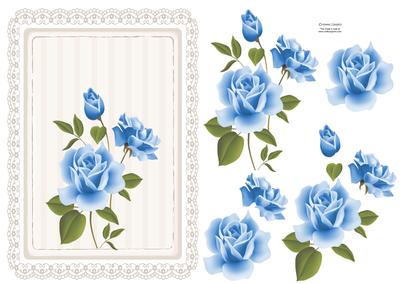 Gorgeous Blue Rose Card Front & Decoupage