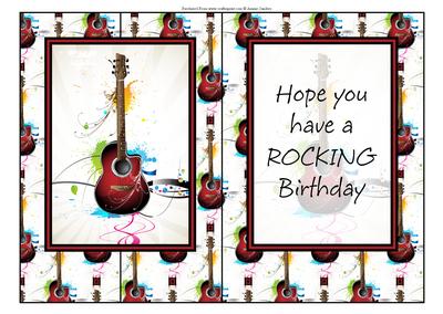 Rock & Roll Guitar Large Foldback Card