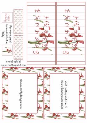 Red Floral Happy Birthday Flip Card Kit