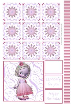 Cute Little Girl in Pink Teabag & Topper Sheet