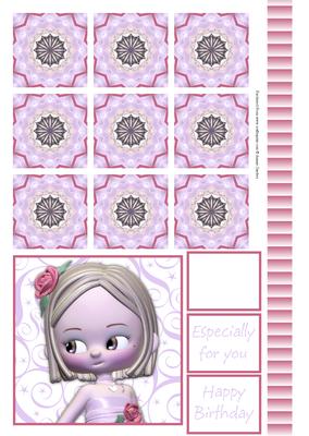 Cute Little Girl in Pink Teabag & Topper Sheet
