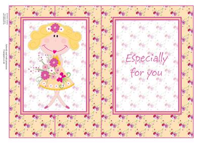 Pretty Flower Girl Fold Back Card