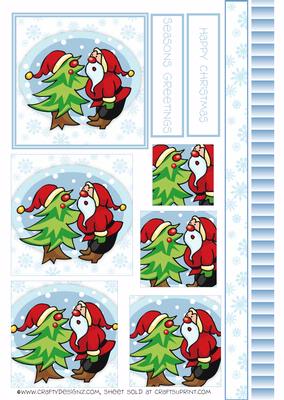 Cute Santa with Christmas Tree Pyramid Sheet