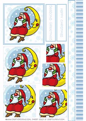 Cute Santa Sat on Moon Pyramid Sheet