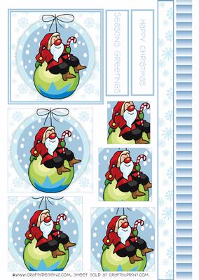 Cute Santa Sat of Bauble Pyramid Sheet