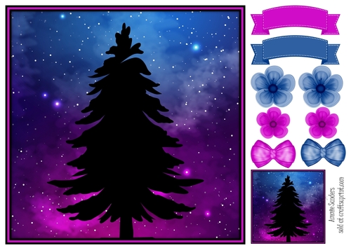 Fantasy Galaxy Silhouette 8x8 Topper & Embellishments