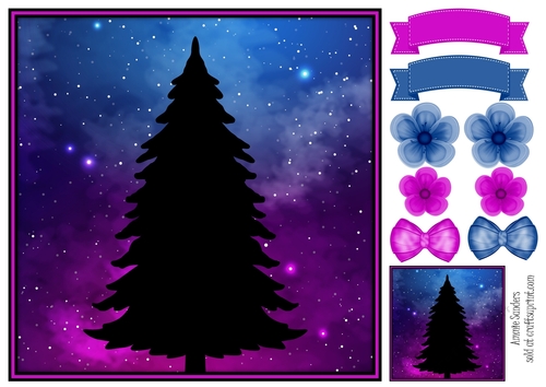 Fantasy Galaxy Silhouette 8x8 Topper & Embellishments