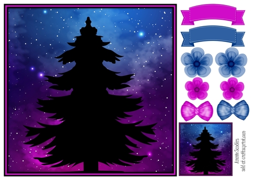 Fantasy Galaxy Silhouette 8x8 Topper & Embellishments