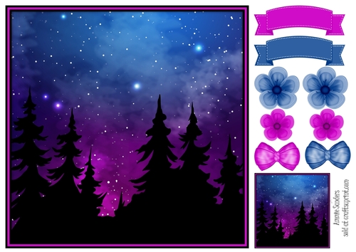 Fantasy Galaxy Silhouette 8x8 Topper & Embellishments