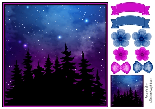 Fantasy Galaxy Silhouette 8x8 Topper & Embellishments