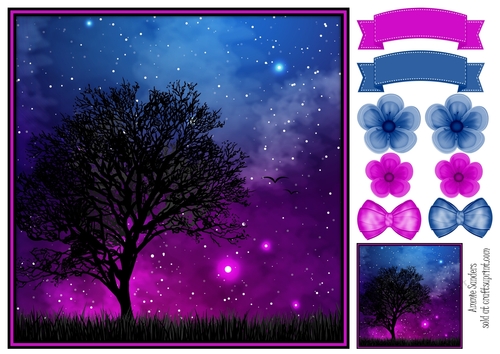 Fantasy Galaxy Silhouette 8x8 Topper & Embellishments