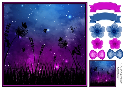 Fantasy Galaxy Silhouette 8x8 Topper & Embellishments
