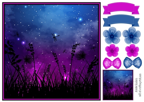 Fantasy Galaxy Silhouette 8x8 Topper & Embellishments