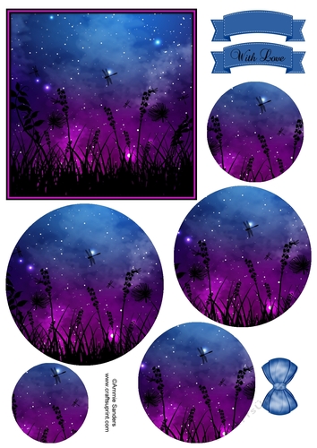 Fantasy Galaxy Silhouette 5x5 Circle Pyramid & Embellishments
