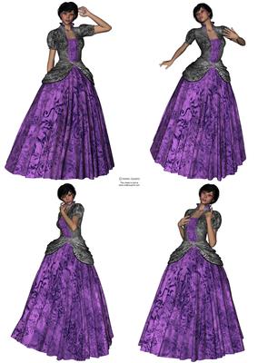 Beautiful Ladies Dressed in Black & Purple Princess Dresses