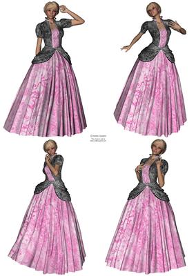 Beautiful Ladies Dressed in Black & Pink Princess Dresses