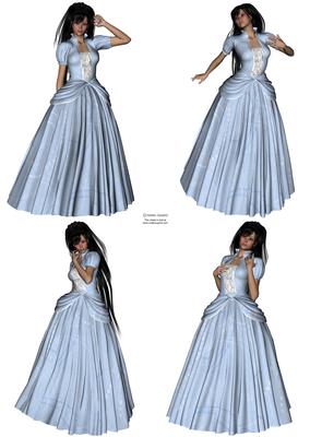 Beautiful Ladies Dressed in Blue Swirl Princess Dresses