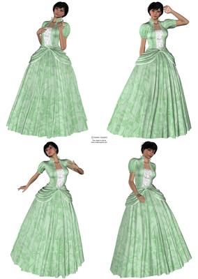 Beautiful Ladies Dressed in Mint Green Princess Dresses