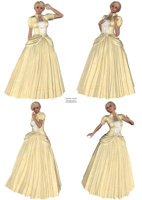 Beautiful Ladies Dressed in Lemon Swirl Princess Dresses