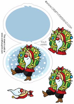 Cute Santa with Wreath Simple Card Kit