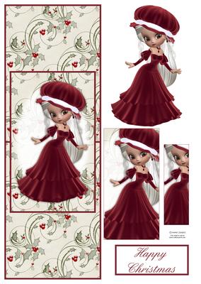 Christmas Girl in Red Over the Edge Card