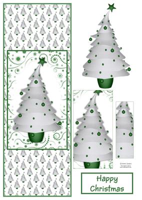 Contempory Christmas Tree with Green Baubles
