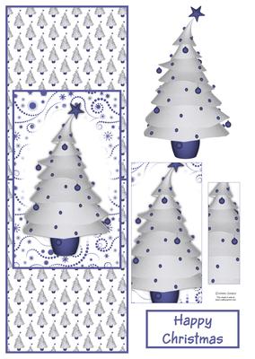 Contempory Christmas Tree with Blue Baubles