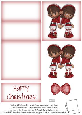 Cute Little Xmas Elfs 5 Minute Easel Card