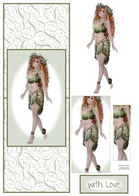 Red Haired Beautiful Lady Vertical Fold Back Card