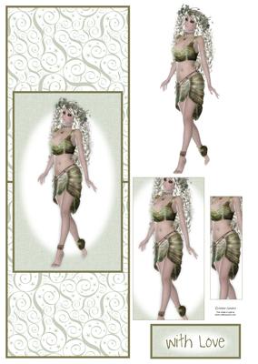 Blonde Haired Beautiful Lady Vertical Fold Back Card