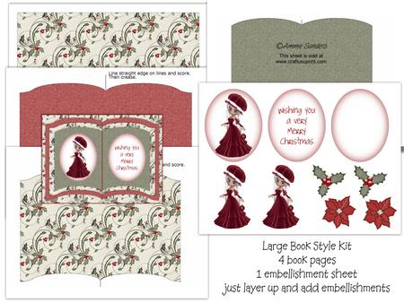 Cute Christmas Girl in Red Book Card Kit